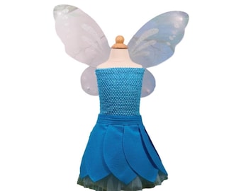 Kids Blue Fairy Costume (Tinker Bell, Water Fairy, Tinkerbell Fairies) - Fits Kids 3-7 years old