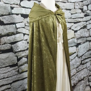 Olive Green Crushed Panne Velvet Full Length Hooded Cape - Baby, Toddler, Kids, Teen, Adult, and Plus Sizes Available