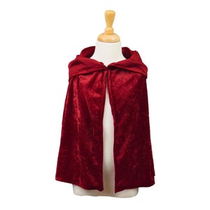 Burgundy Dark Red Crushed Velvet Capelet (Short Cape) - Toddler, Kids, Teen and Adult Sizes
