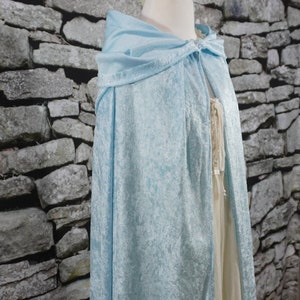 Light Blue Crushed Velvet Full Length Hooded Cape - Baby, Toddler, Kids, Teen, Adult, and Plus Sizes Available