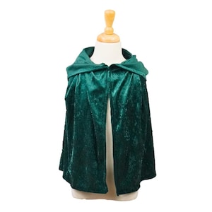 Hunter Emerald Green Crushed Panne Velvet Capelet (Short Cape) - Fits Kids to Adults