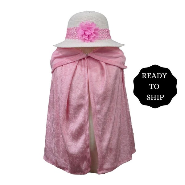 Pink Tea Party Costume Set (Cape and Tea Hat) - Fits Kids 4-10 years old