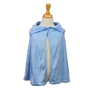Light Blue Crushed Velvet Capelet (Short Cape) - Toddler, Kids, Teen and Adult Sizes
