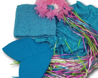 Seaweed Boa Mermaid Costume Accessory Kit Shell Necklace and Magic Wand
