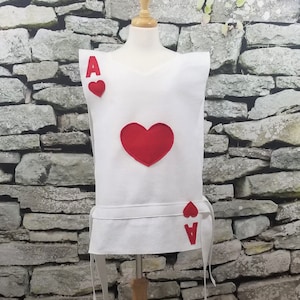 Túnica de disfraz de naipes ACE of HEARTS - Elige tu carta (Alicia en el país de las maravillas) - Tamaños para bebés, niños pequeños, niños, adolescentes, adultos y más