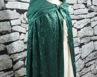 Emerald / Hunter Green Crushed Velvet Full Length Hooded Cape - Baby, Toddler, Kids, Teen, Adult, and Plus Sizes Available