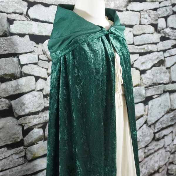 Emerald / Hunter Green Crushed Velvet Full Length Hooded Cape - Baby, Toddler, Kids, Teen, Adult, and Plus Sizes Available