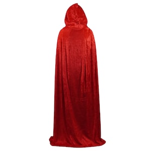 Adult Plus Size Red Crushed Velvet Full Length Hooded Cape