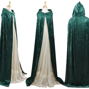 Emerald / Hunter Green Crushed Velvet Full Length Hooded Cape - Baby, Toddler, Kids, Teen, Adult, and Plus Sizes Available