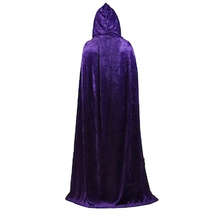 Adult Plus Size Purple Crushed Velvet Full Length Hooded Cape