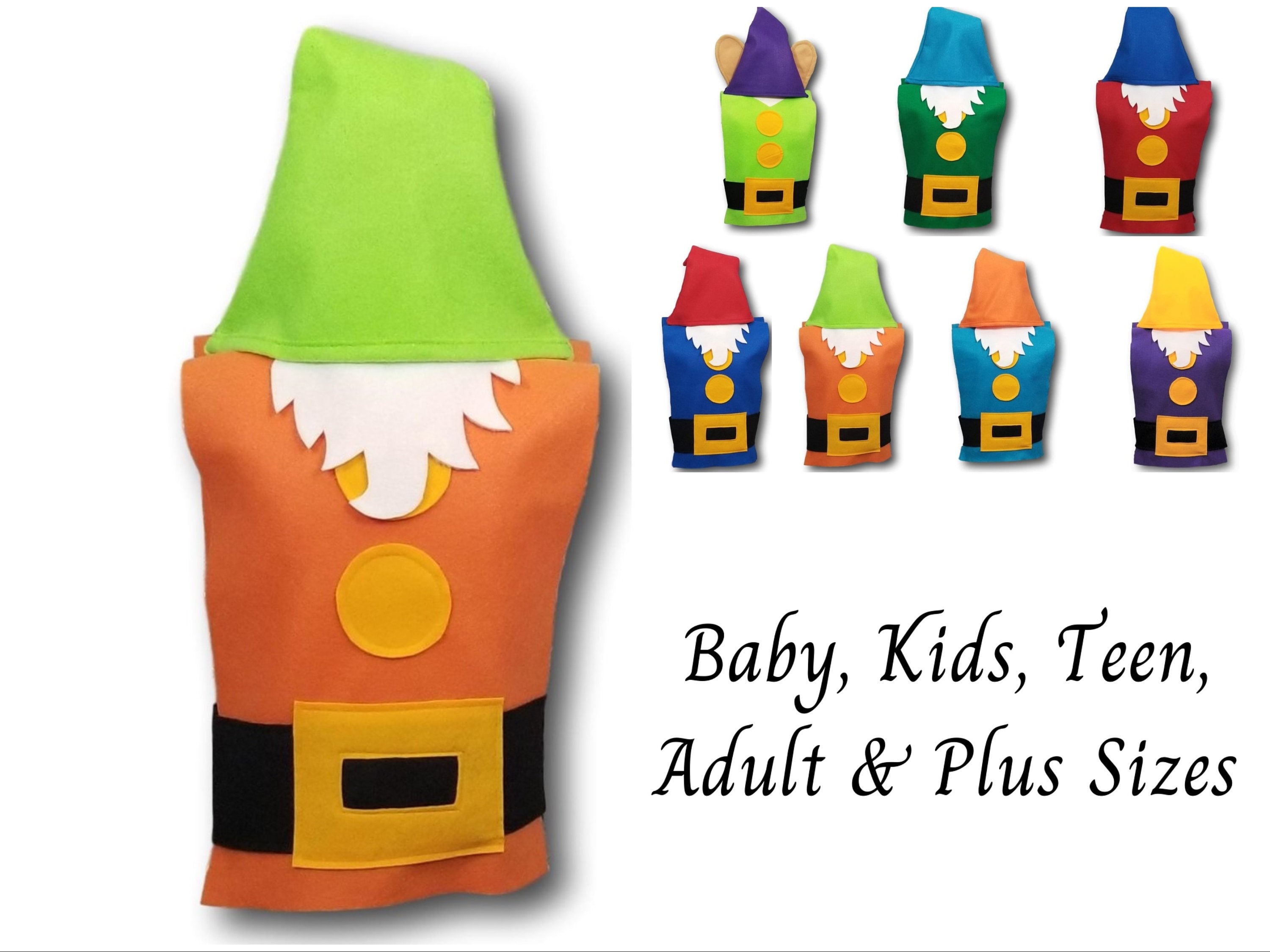 DOC Dwarf Costume Set Snow White Seven Dwarfs Baby Toddler Kids Teen Adult Sizes