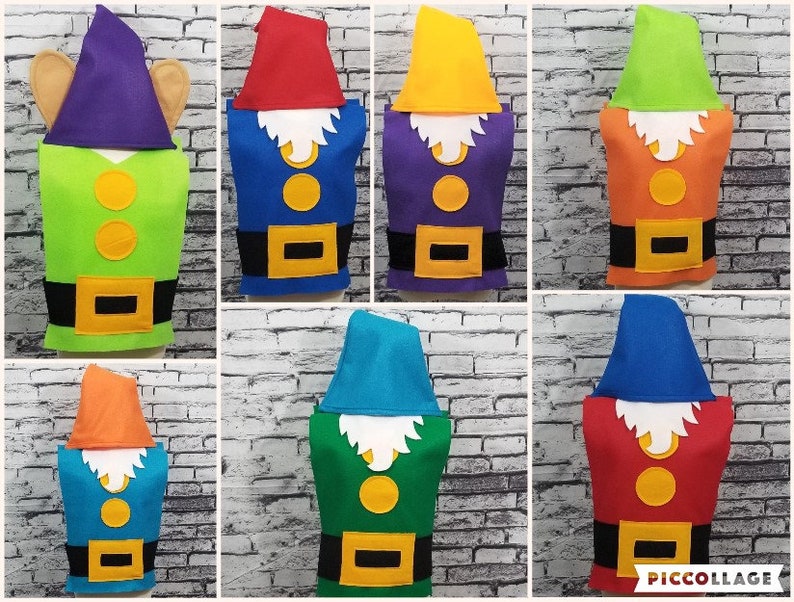 Set of 7 Snow White Seven Dwarfs Hat all Different Colors | Etsy