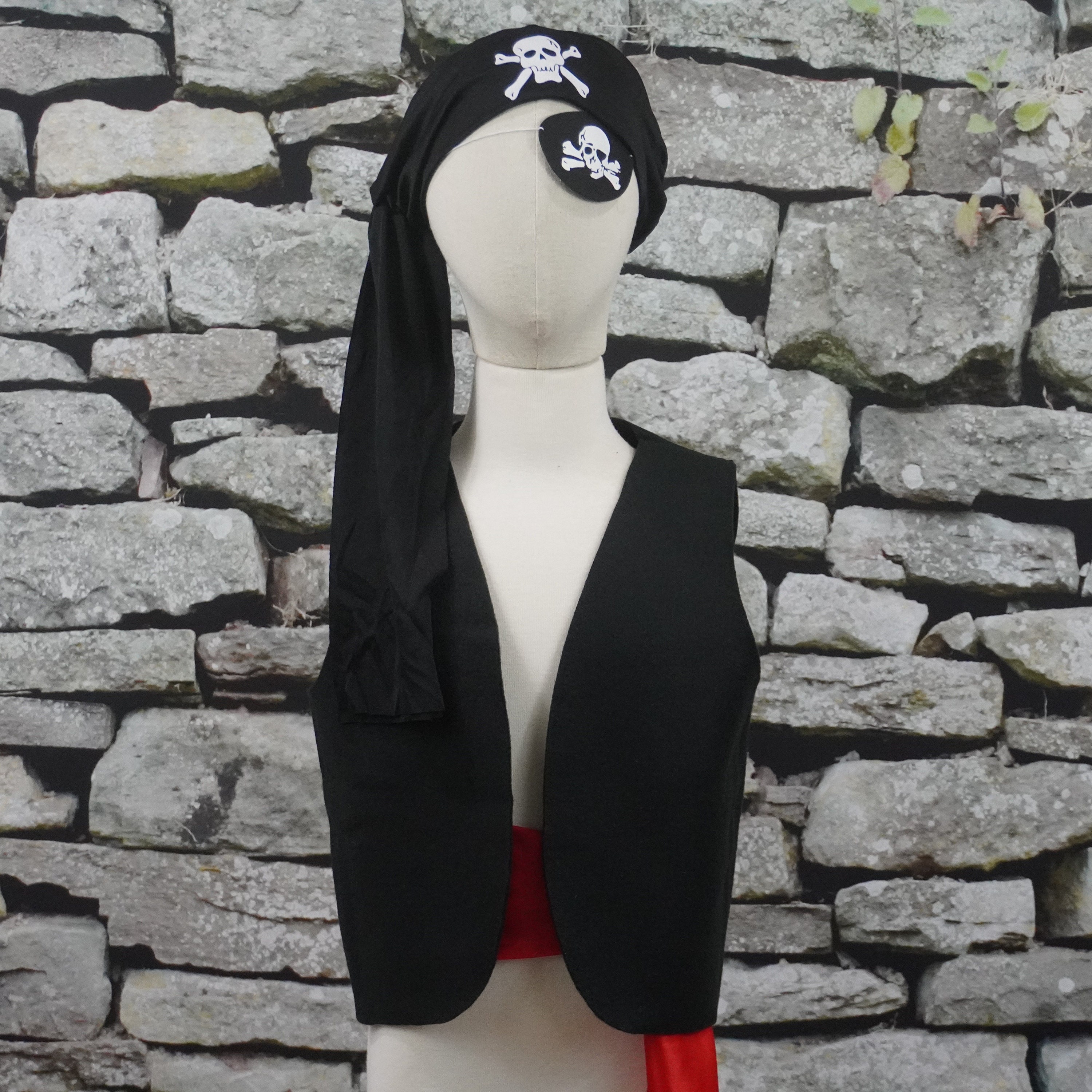 Kit Disfraz Pirata Para Niño – Chaleco, Parche, Pañuelo Y Pendiente, Ideal Para Halloween, Carnaval Y Fiestas De Cumpleaños