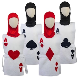 Conjunto de disfraz de soldado de naipes (Alicia en el país de las maravillas: corazones, picas, diamantes y tréboles) - Tallas para bebés, niños, adolescentes, adultos y grandes