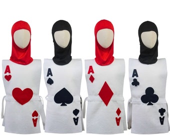 Playing Card Soldier Costume Set (Alice in Wonderland - Hearts, Spades, Diamonds, Clubs) - Toddler, Kids, Teen, Adult and Plus sizes