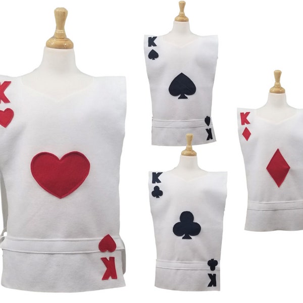 KING Playing Card Costume Tunic (Hearts, Spades, Diamonds, Clubs) - Baby, Toddler, Kids, Teen, Adult and Plus Sizes