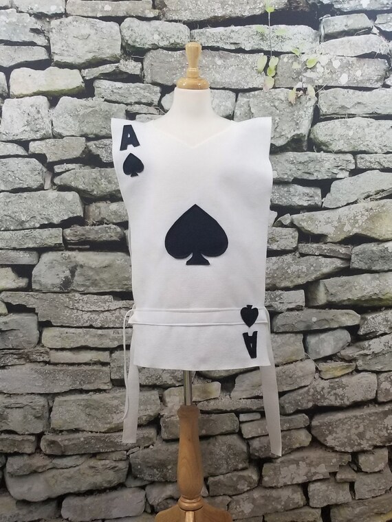 Adult Sizes Ace of Spades Playing Card Costume Tunic Alice in Wonderland / Card Soldier Teen Baby Kids Toddler 