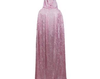 Capa con capucha de terciopelo arrugado rosa claro de talla grande para adultos