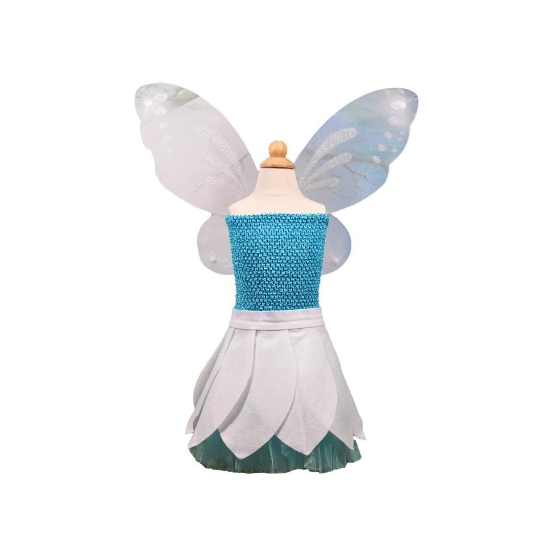 Produktbild von Rubie’s Tinker Bell Winter Wonderland Kinderkostüm – Mit Kleid & Flügeln, Größen S/M/L, 100% Polyester