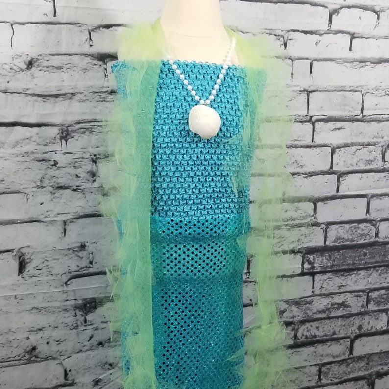 Seaweed Boa Mermaid Costume Accessory Kit Shell Necklace and Magic Wand