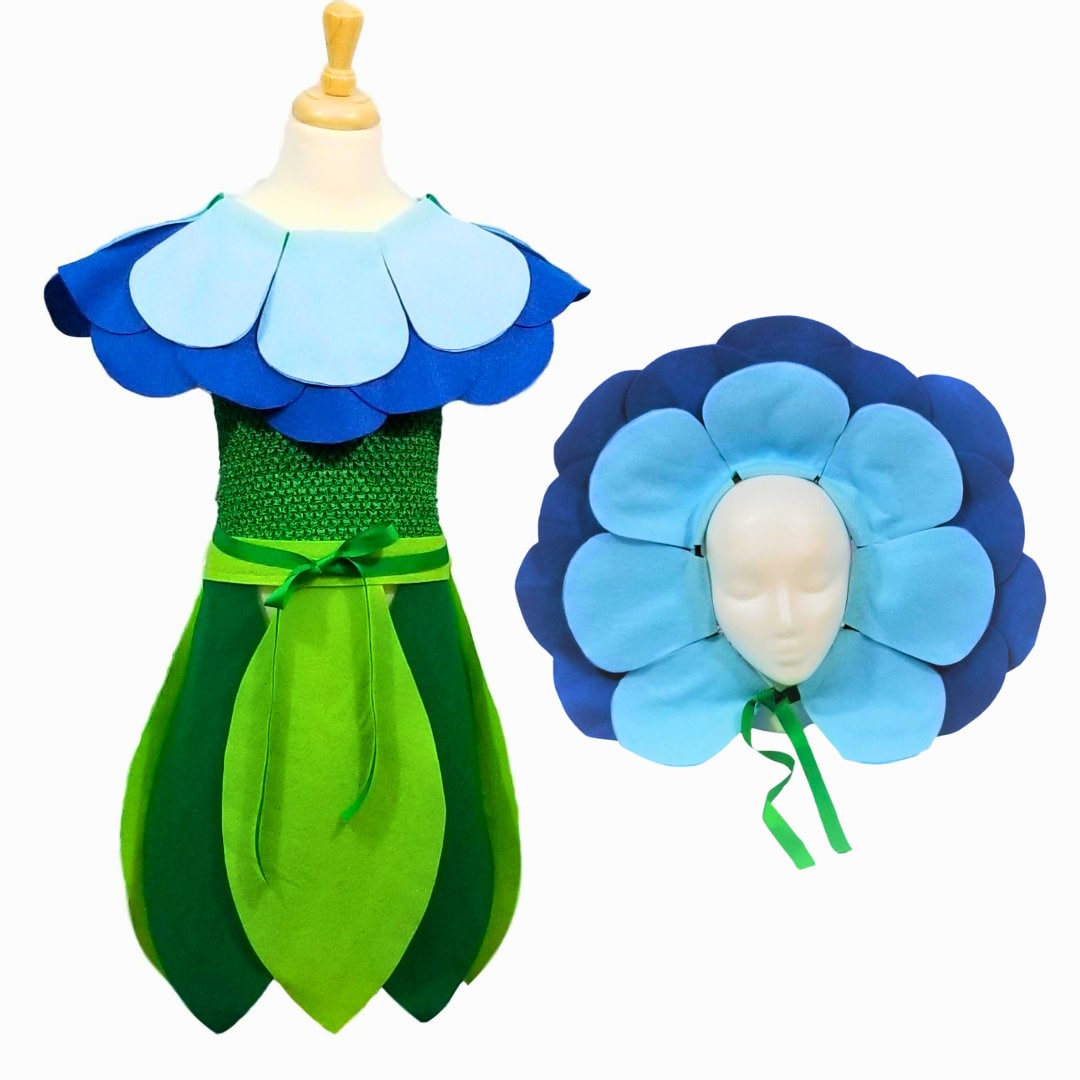 Blue Blossom Flower Costume Set (Light Blue / Blue) Baby, Toddler, Kids, Teen, and Adult Sizes available