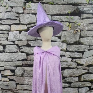 Light Purple Lavender Witch or Wizard Costume Hooded Cape and Hat Set - Toddler, Kids, Teen, Adult and Plus Sizes