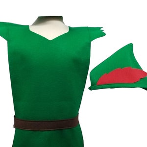 Adult PETER PAN Costume Tunic and Hat (Neverland) - Baby, Toddler, Kids, Teen, and Adult Sizes