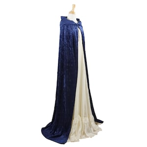 Dark Blue Navy Crushed Velvet Full Length Hooded Cape - Baby, Toddler, Kids, Teen, Adult, and Plus Sizes Available