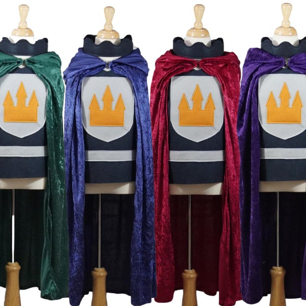 Medieval KNIGHT Costume Cape and Tunic Set (King, Prince, Soldier, Renaissance, Camelot) -  Baby, Toddler, Kids, Teen, and Adult sizes