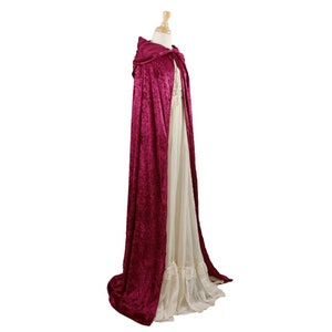 Dark Red Burgundy Crushed Velvet Full Length Hooded Cape - Baby, Toddler, Kids, Teen, Adult, and Plus Sizes Available