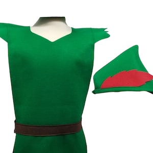 PETER PAN Costume Tunic and Hat (Neverland) - Baby / Toddler / Kids / Teen / Adult Sizes