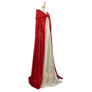 Red Crushed Velvet Full Length Hooded Cape - Baby, Toddler, Kids, Teen, Adult, and Plus Sizes Available