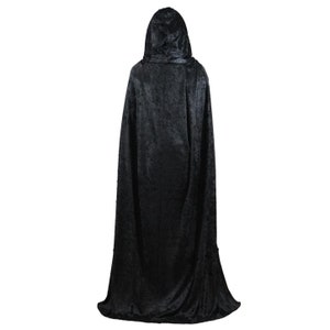 Adult Plus Size Black Crushed Velvet Full Length Hooded Cape