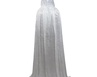 White Crushed Velvet Full Length Hooded Cape - Baby, Toddler, Kids, Teen, Adult, and Plus Sizes Available