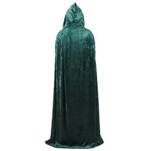 Adult Plus Size Emerald / Hunter Green Crushed Velvet Full Length Hooded Cape - Baby, Toddler, Kids, Teen, Adult, and Plus Sizes Available
