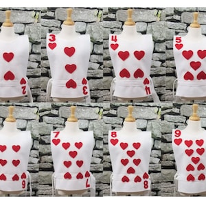 Túnica de disfraz de naipes HEARTS (Alicia en el país de las maravillas) - Tallas para bebés, niños pequeños, niños, adolescentes, adultos y tallas grandes