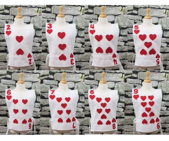 HEARTS Playing Card Costume Tunic Alice in Wonderland Baby, Toddler, Kids,  Teen, Adult and Plus sizes -  Italia
