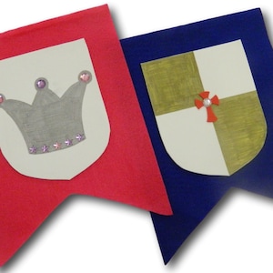 DIY Royal Party Banner Crest Craft Kits (Princess, Dragon, Knight, Royal, Medieval)