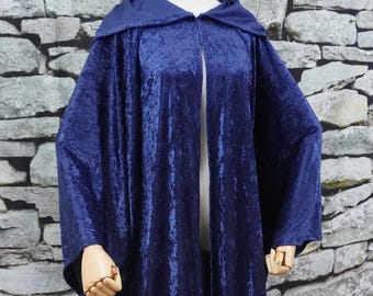 Navy Blue Wizard or Witch Crushed Velvet Costume Robe - Baby, Toddler, Kids, Teen, Adult and Plus Sizes available