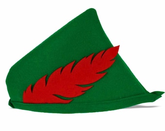 Kids Peter Pan Felt Hat (Robin Hood) - Kids Fits 2-6 years / Big Kids Fits 6-12 years