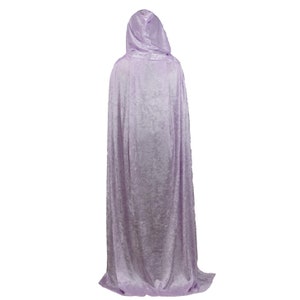 Adult Plus Size Lavender Light Purple Crushed Velvet Full Length Hooded Cape
