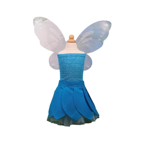 blue dress fairy tinkerbell Tinkerbell Costume: Blue Sparkly Tulle Dress, Fairy Wings