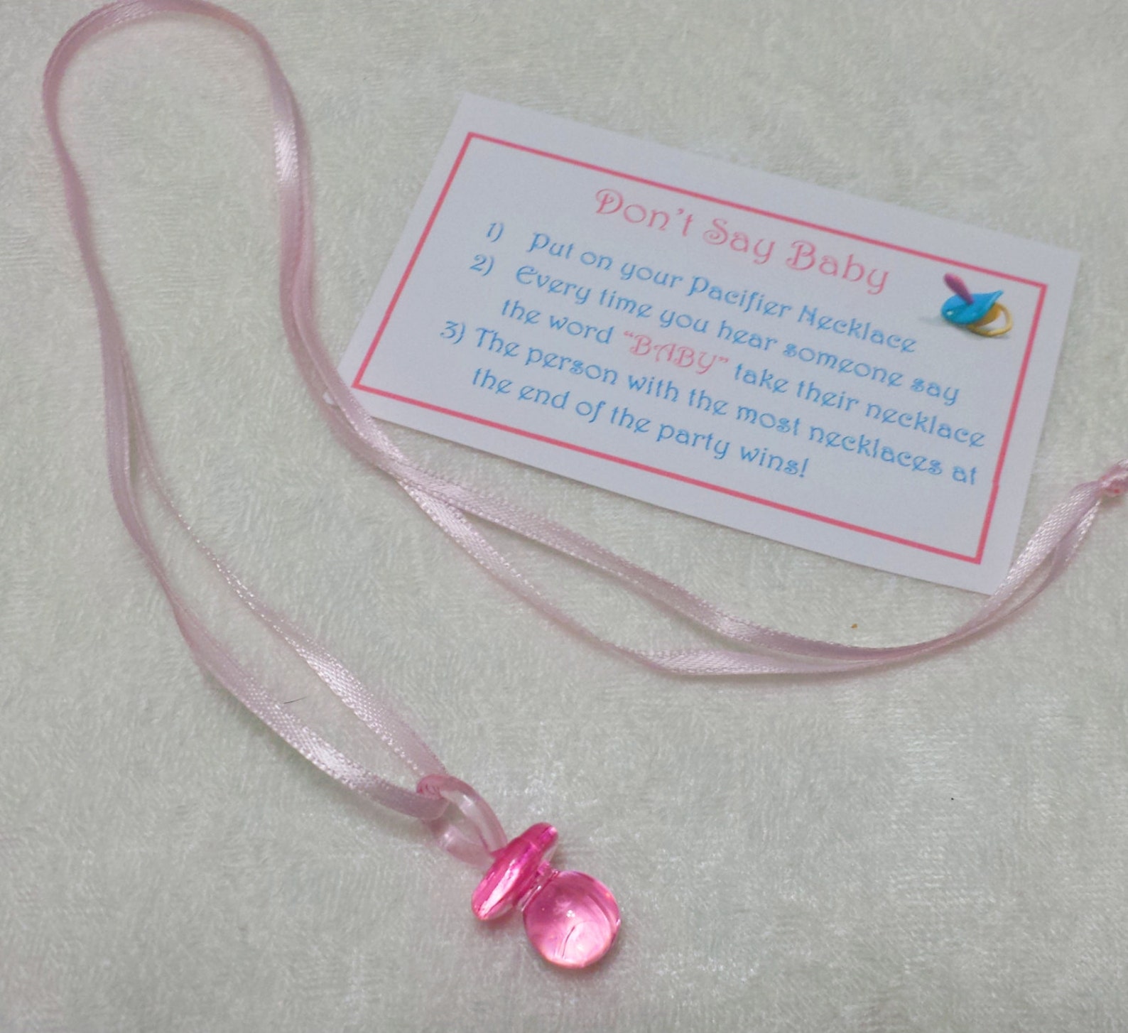 Don't Say Baby Necklace Baby Shower Game Sets Blue Boy Etsy