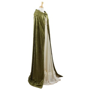 Olive Green Crushed Velvet Full Length Hooded Cape - Baby, Toddler, Kids, Teen, Adult, and Plus Sizes Available