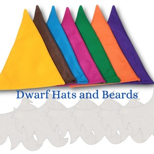 Set of 7 Snow White Seven Dwarfs Hats Classic Colors (All Different Colors) - Fits Kids to Adults