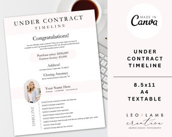 Under Contract Timeline for Real Estate | Textable, 8.5x11 and A4 Real Estate Closing Checklist