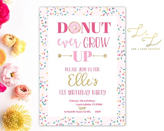 Donut Birthday Invitation Printable OR Printed Birthday | Etsy