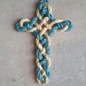 Twisted Rope Cross, Wall Cross, Religious Home Decor, Rope Artwork, Rustic Decor, Unique Gift, Baptism, Baby Shower gift