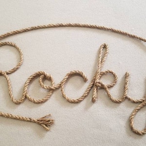 5 LETTER Rope Name Sign, Western/Nautical Rope Name Art, Nautical Themed Room, Rustic Wall Letters, Baby Shower Present, Western Party Prop image 2