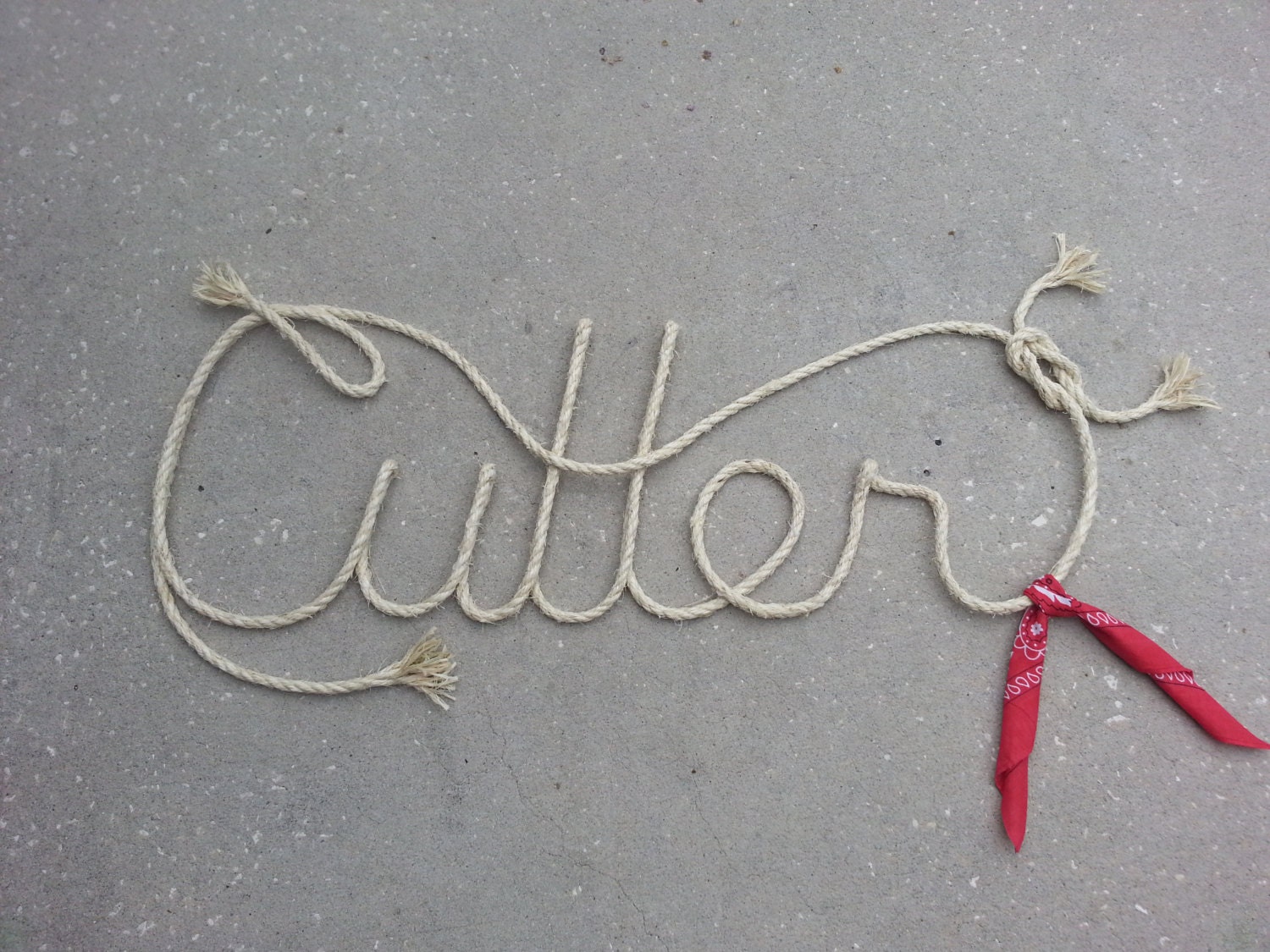 6 LETTER Rope Name Sign Western Rope Name Art WITH BANDANNA Etsy